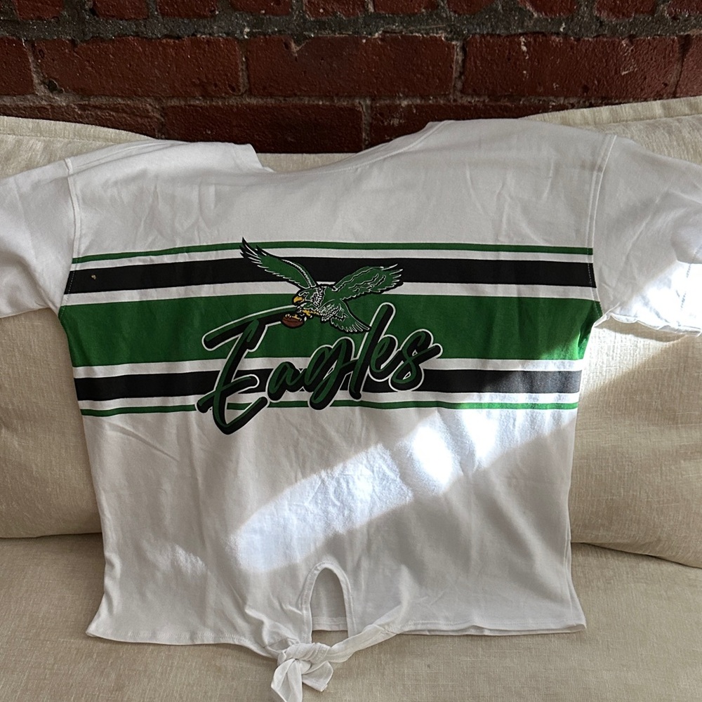 NFL Philadelphia Eagles tie front long crop top